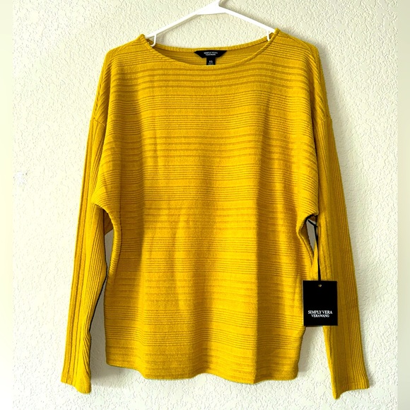 NWT | X-Small | Simply Vera Vera Wang | Yellow LS Shirt - Picture 1 of 3